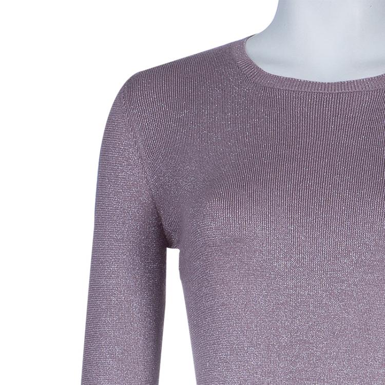 Pre Owned Dior Mauve Knit Bodycon Long Sleeve Maxi Dress S
