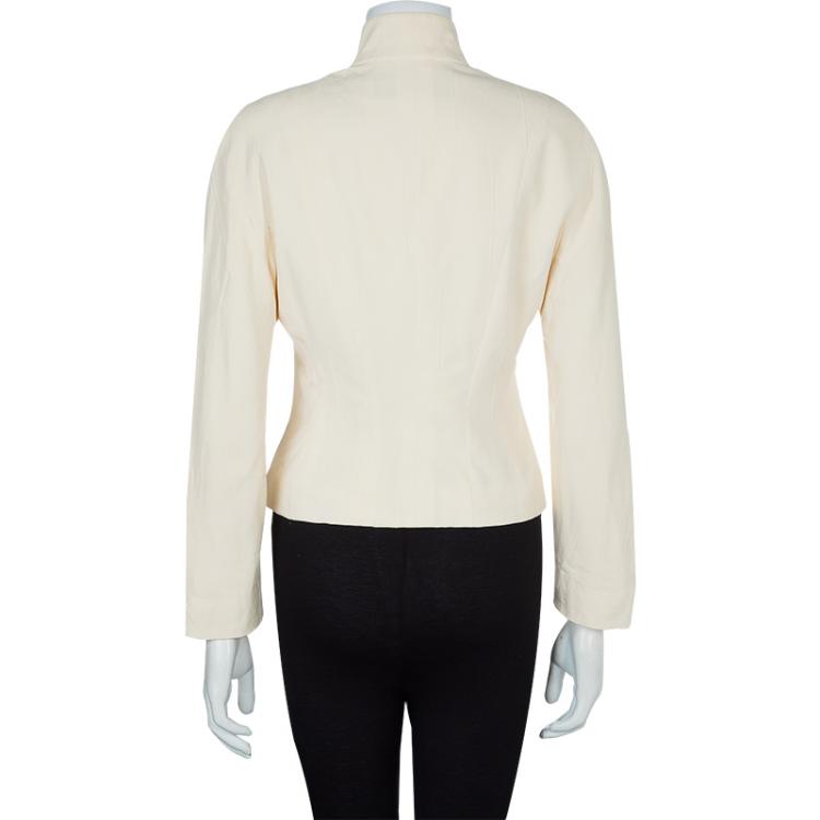 Pre Owned Dior Cream Frog Button Closure Mandarin Collar Jacket M