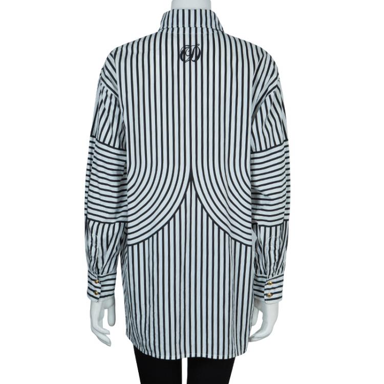 Pre Owned Dior Monochrome Multi-Direction Striped Long Sleeve Shirt L
