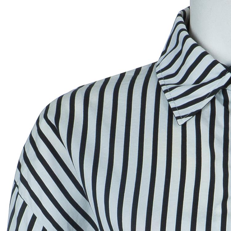 Pre Owned Dior Monochrome Multi-Direction Striped Long Sleeve Shirt L