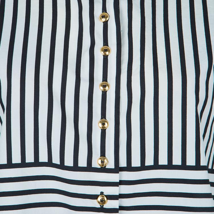 Pre Owned Dior Monochrome Multi-Direction Striped Long Sleeve Shirt L