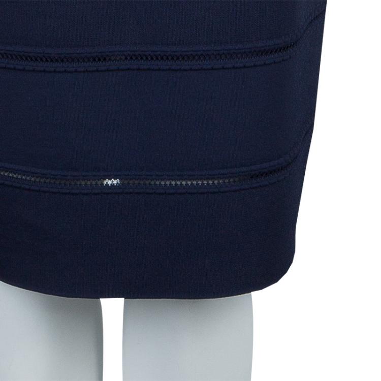 مملوكة مسبقًا Dior Navy Blue Cut Out Detail Short Sleeve Lined Dress M