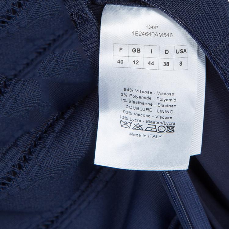 مملوكة مسبقًا Dior Navy Blue Cut Out Detail Short Sleeve Lined Dress M