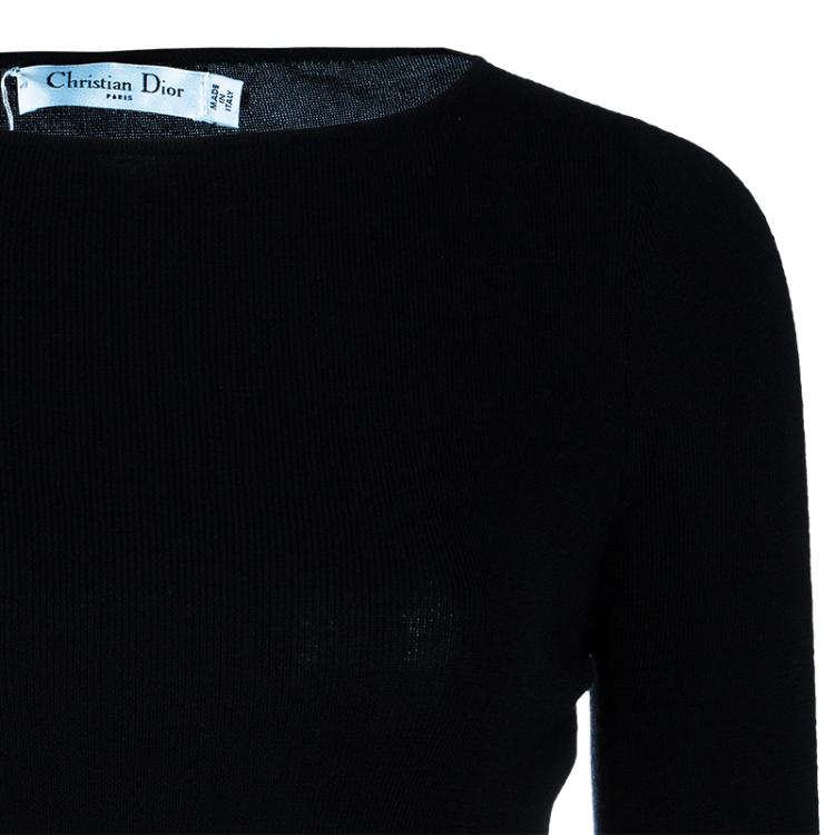 Pre Owned Dior Black Knit Peplum Top M
