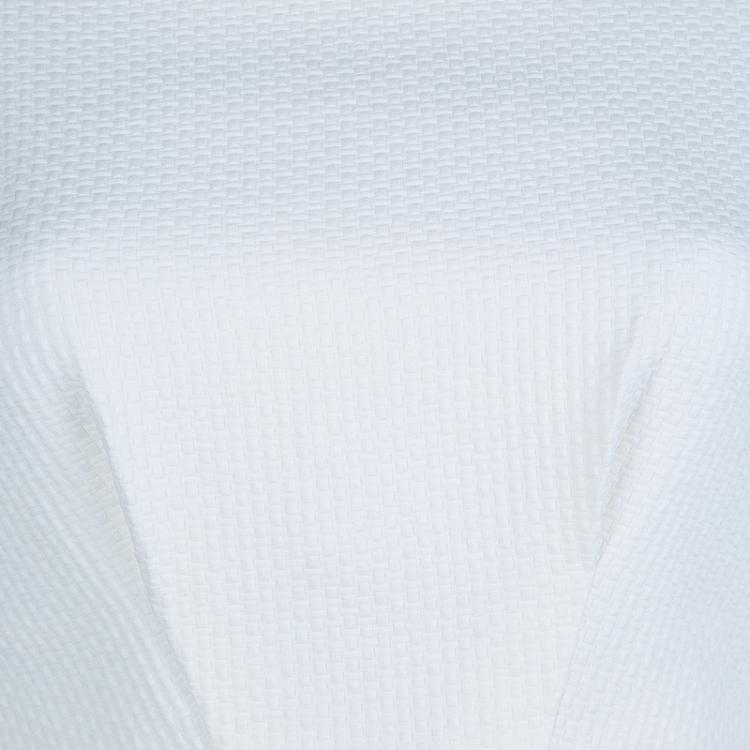 Pre Owned Dior Cream Textured Cotton Bow Detail Dress M