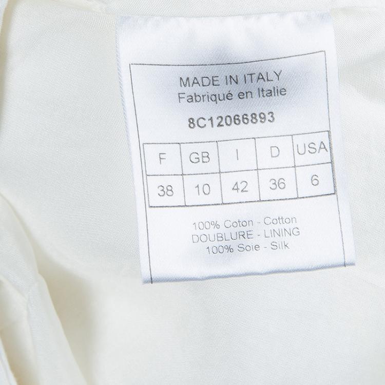 Pre Owned Dior Cream Textured Cotton Bow Detail Dress M