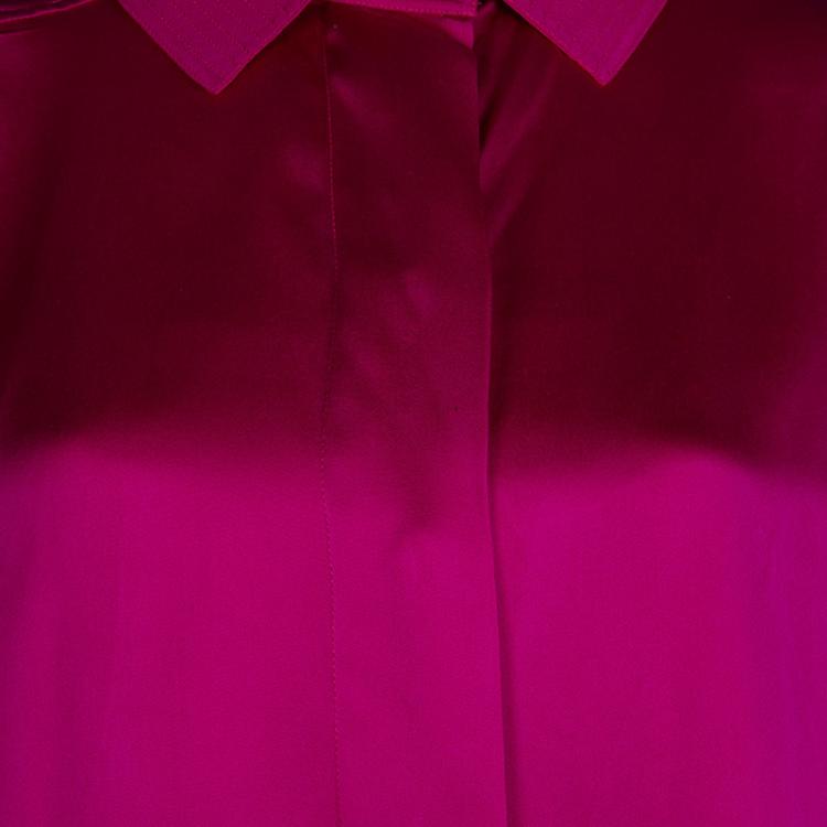 مملوكة مسبقًا Dior Boutique Pink Silk Long Sleeve Oversized Blouse XL