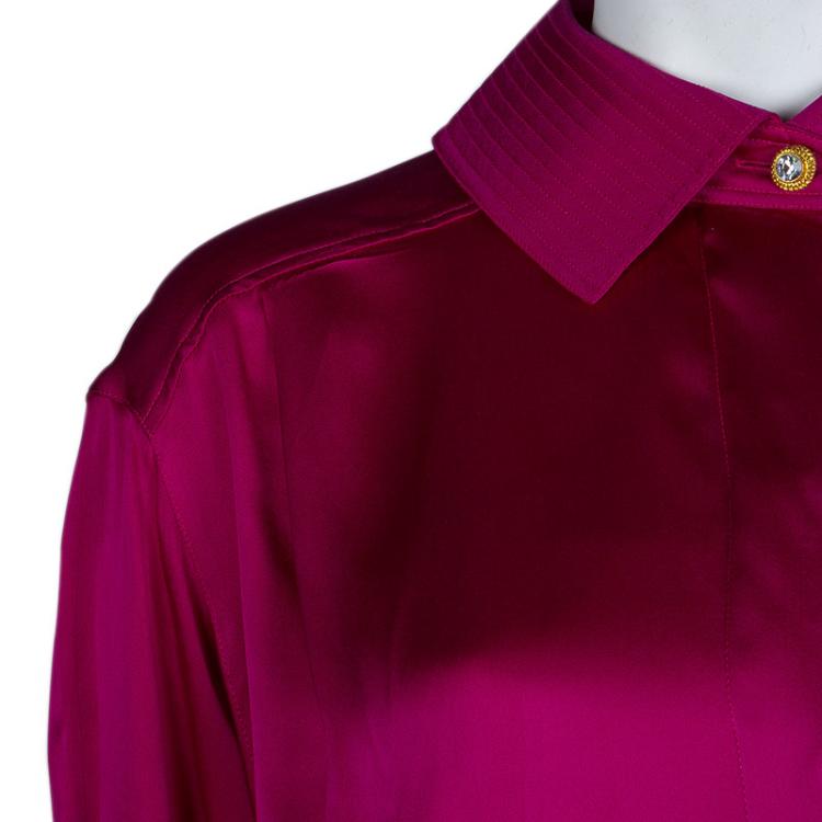 مملوكة مسبقًا Dior Boutique Pink Silk Long Sleeve Oversized Blouse XL