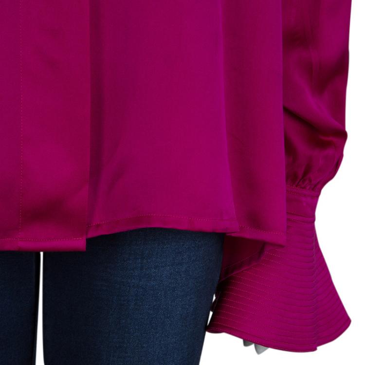 مملوكة مسبقًا Dior Boutique Pink Silk Long Sleeve Oversized Blouse XL