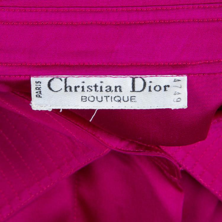 مملوكة مسبقًا Dior Boutique Pink Silk Long Sleeve Oversized Blouse XL