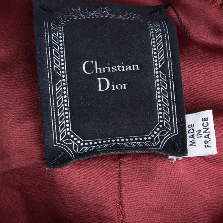 Pre Owned Dior Red Mink Fur and Leather Hooded Jacket S