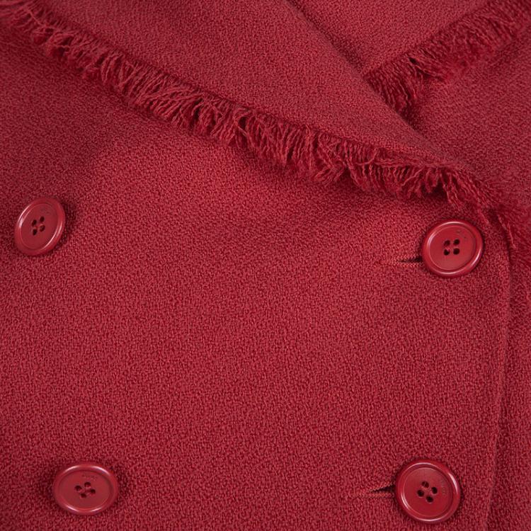 Pre Owned Dior Red Wool Double Breasted Short Sleeve Dress S
