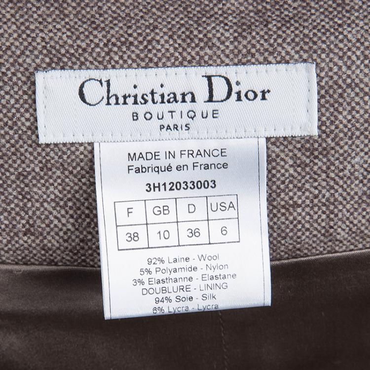Pre Owned Dior Brown Buckle Detail Tweed Skirt M