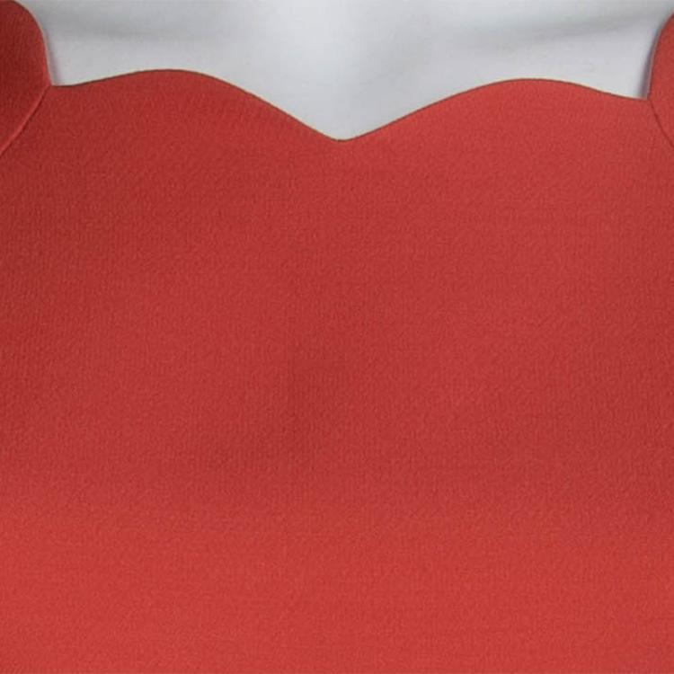 مملوكة مسبقًا Dior Red Wool Scalloped Bottom Shift Dress M