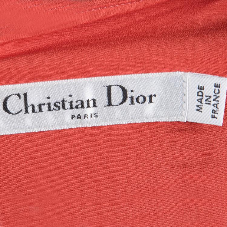 مملوكة مسبقًا Dior Red Wool Scalloped Bottom Shift Dress M