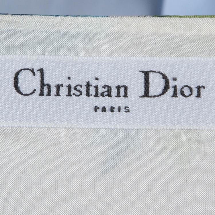 مملوكة مسبقًا Dior Cream Floral Printed Silk Bow Detail Sleeveless Dress S