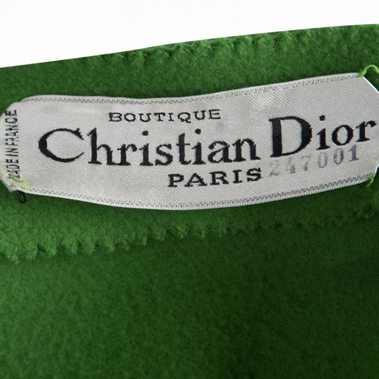 Pre Owned Dior Green Fleece Wool Metallic Edging Detail Box Jacket M