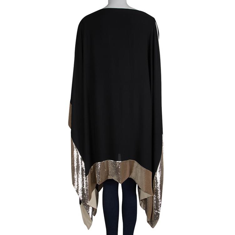 Pre Owned Dior Black Sequinned Border Detail Kaftan S