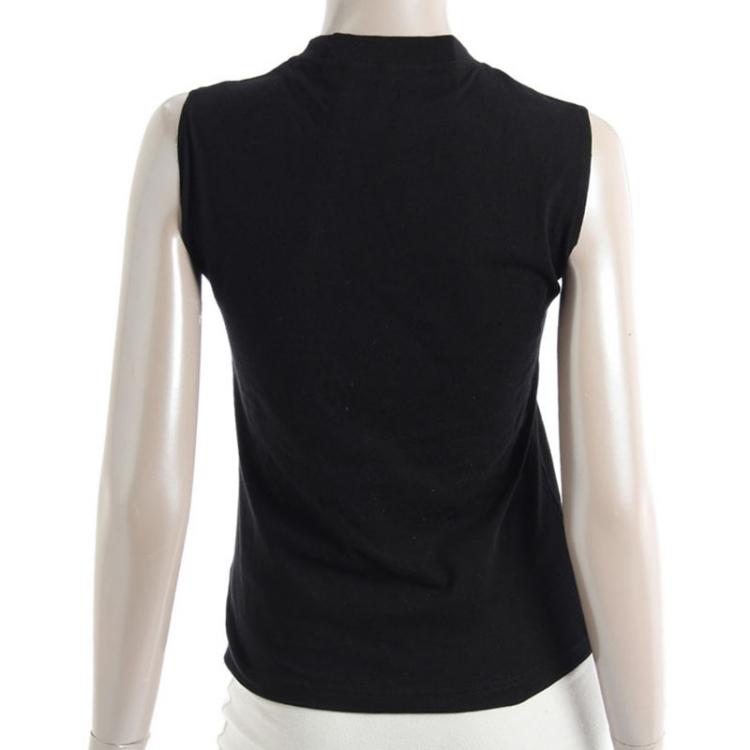 Pre Owned Dior Black Denim Logo Sleeveless Knit Top M