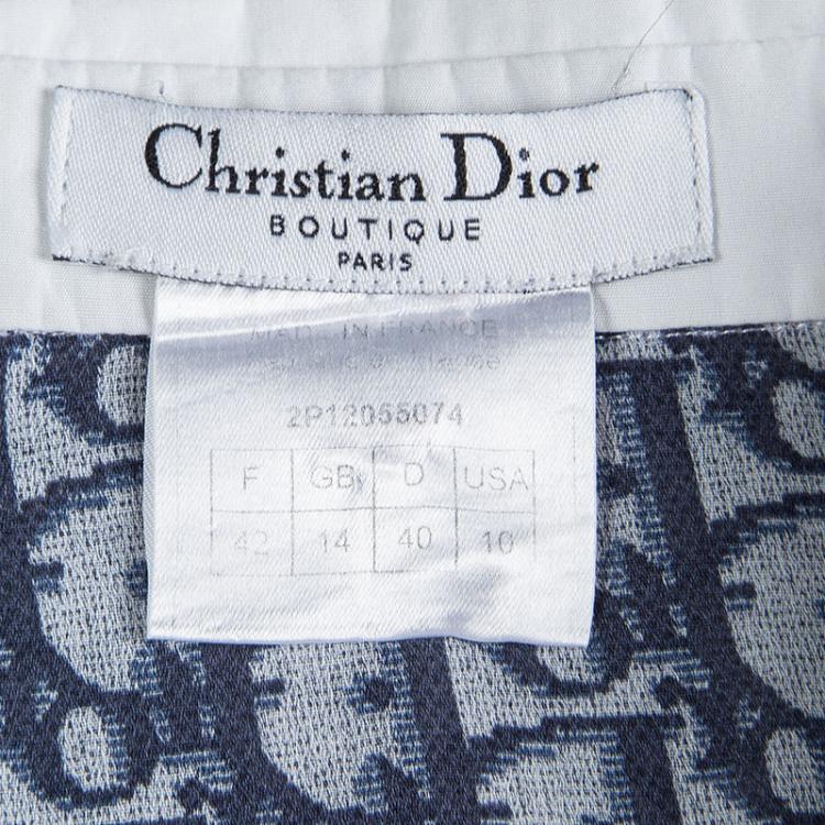 Pre Owned Dior Boutique Blue Logo Printed Contrast Trim Button Front Shirt L