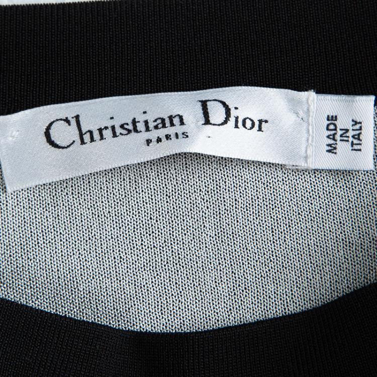 Pre Owned Dior Black Knit Paneled Pencil Skirt M