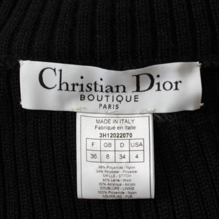 Pre Owned Dior Black Rabbit Fur Down Jacket S