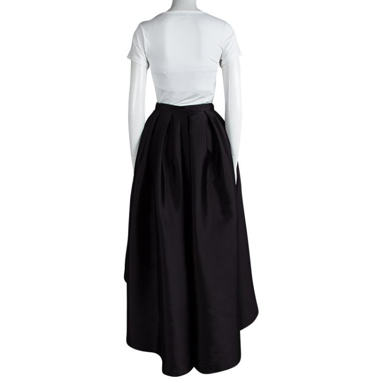 Pre Owned Dior Black Silk Zip Detail Pleated Maxi Skirt S