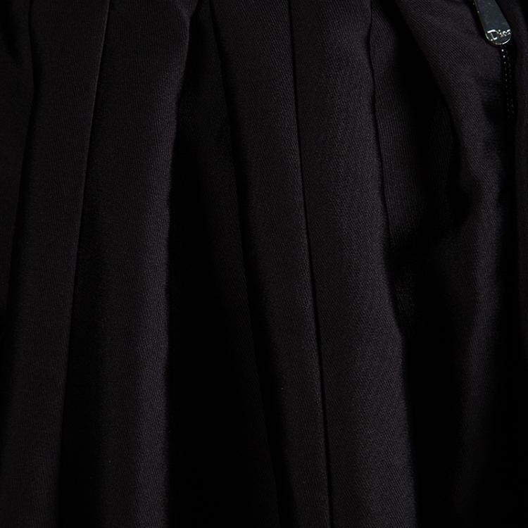 Pre Owned Dior Black Silk Zip Detail Pleated Maxi Skirt S
