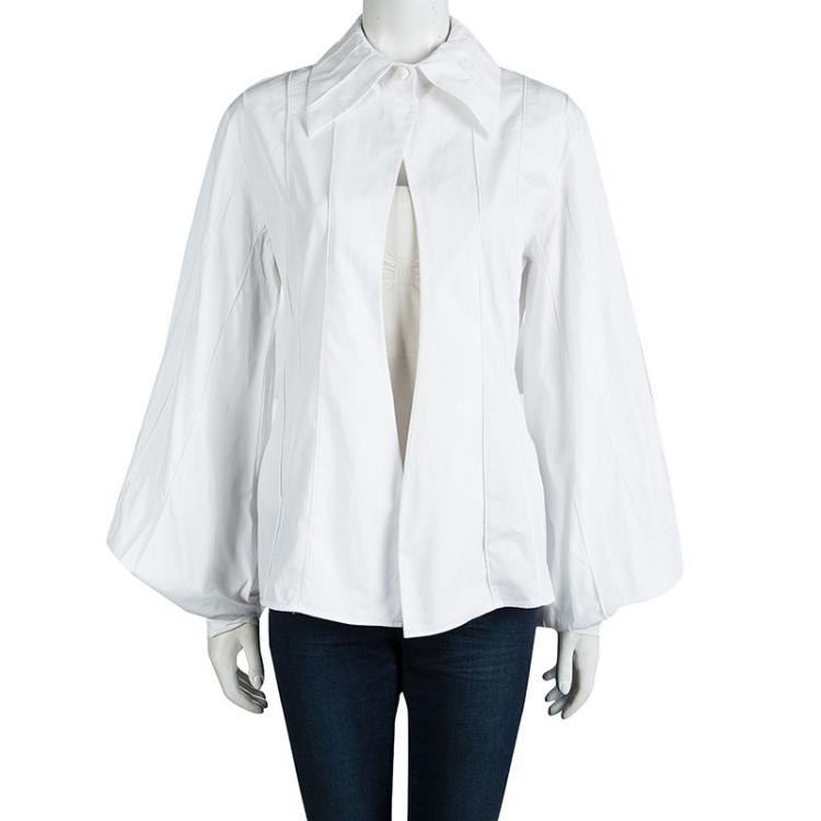 Pre Owned Dior White Cotton Pintuck Detail Open Front Shirt M