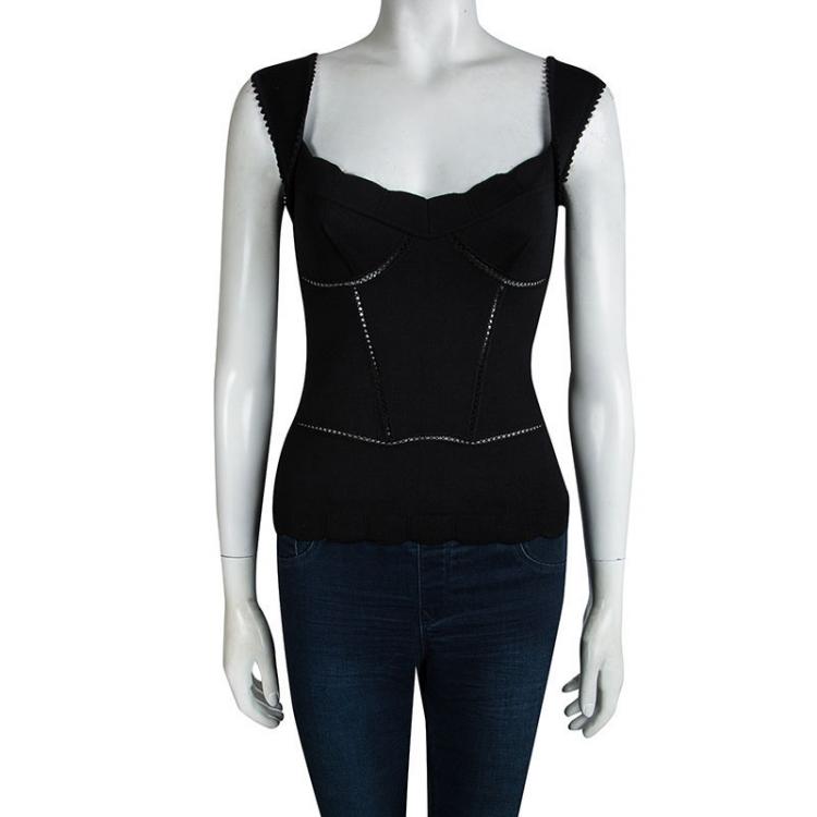 Pre Owned Dior Black Knit Cut Out Detail Sleeveless Top S