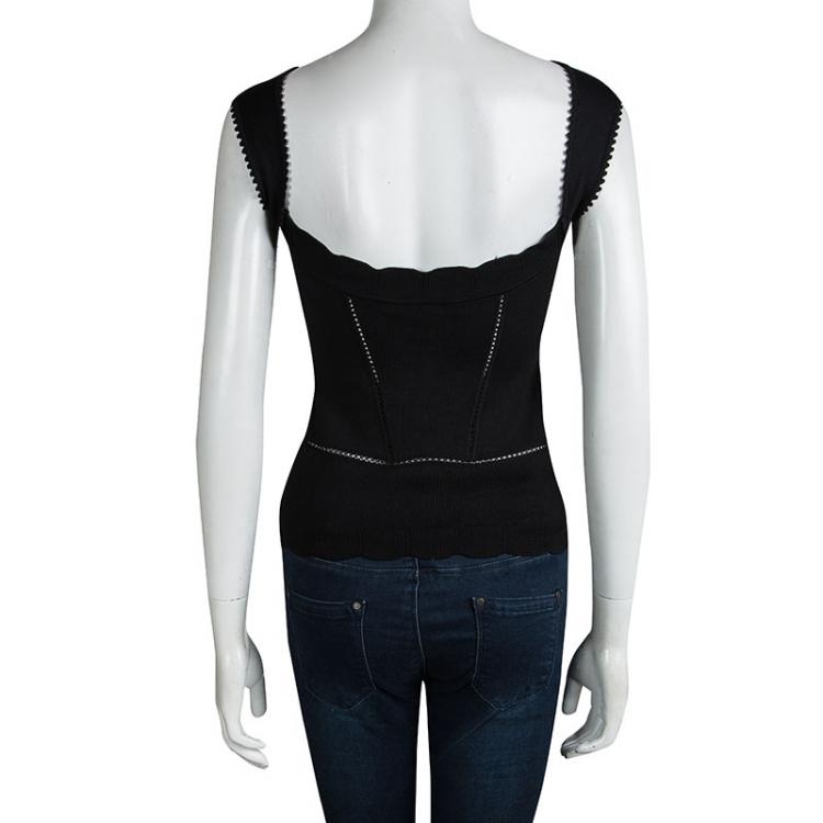 Pre Owned Dior Black Knit Cut Out Detail Sleeveless Top S