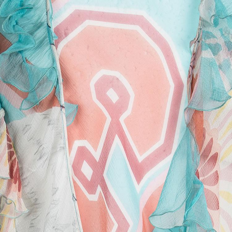 مملوكة مسبقًا Dior Multicolor Floral Printed Long Sleeve Sheer Chiffon Blouse L