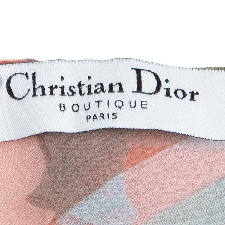 مملوكة مسبقًا Dior Multicolor Floral Printed Long Sleeve Sheer Chiffon Blouse L