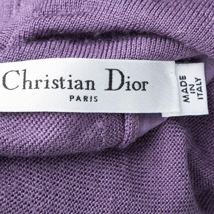 Pre Owned Dior Purple Wool Draped Front Midi Dress S
