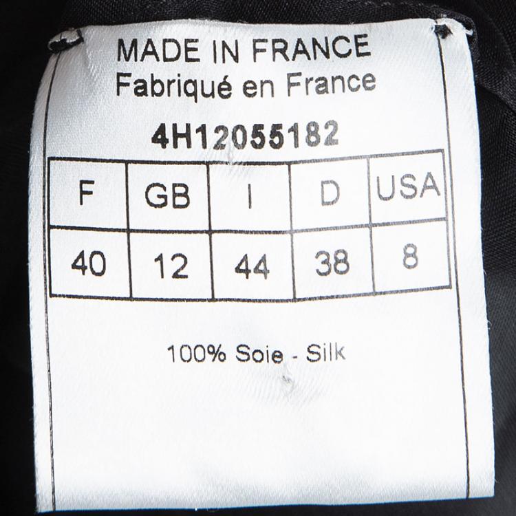 Pre Owned Dior Black Silk Floral Applique Detail Sheer Blouse M