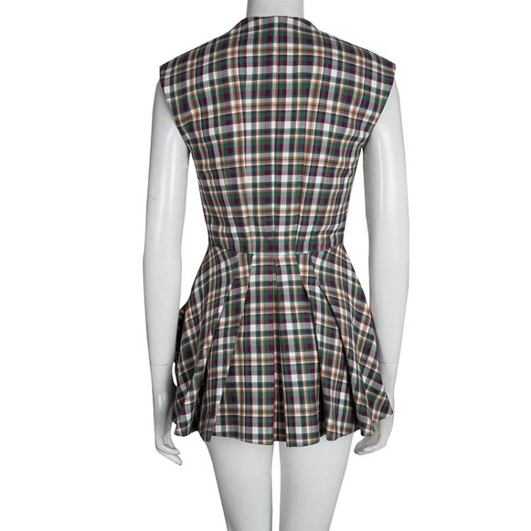 Pre Owned Dior Multicolor Cotton Plaid Dress Vest S
