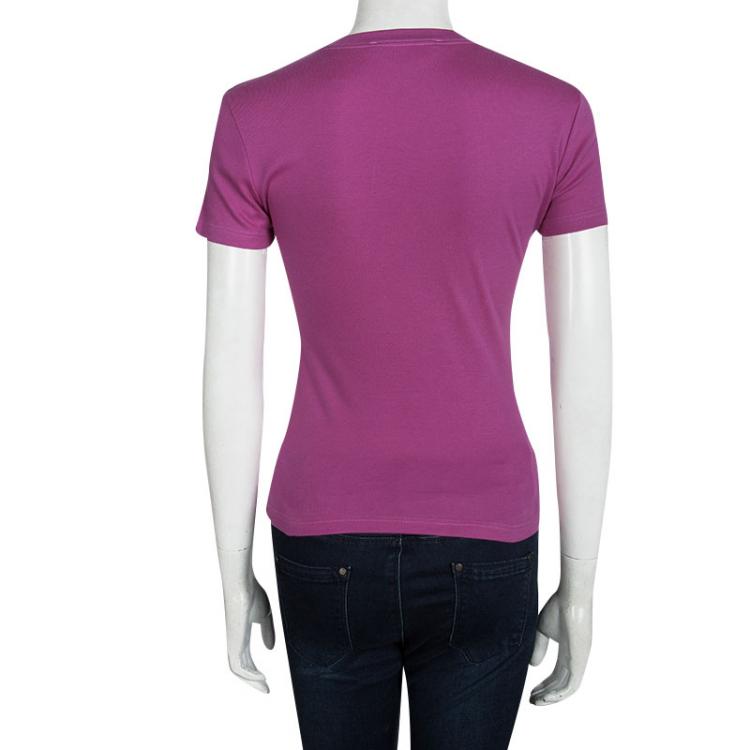 Pre Owned Dior Boutique Embellished Logo Pink T-Shirt S