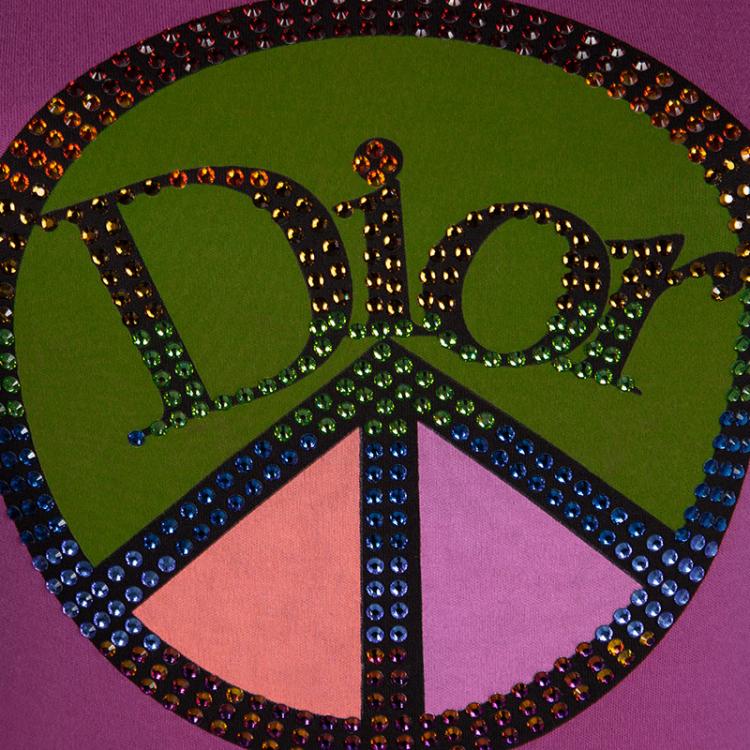 Pre Owned Dior Boutique Embellished Logo Pink T-Shirt S