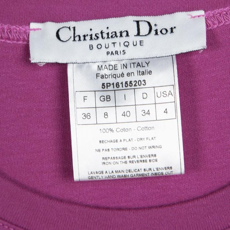 Pre Owned Dior Boutique Embellished Logo Pink T-Shirt S