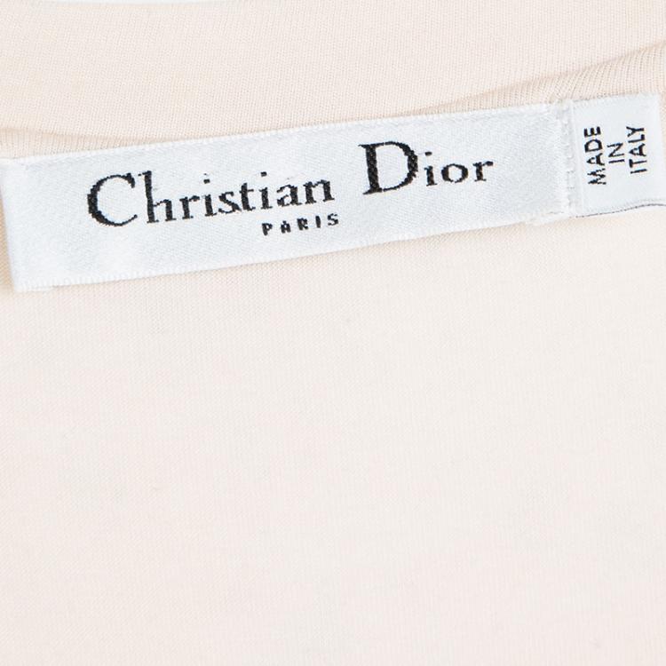 Pre Owned Dior Peach Sequin Embellished T-Shirt M