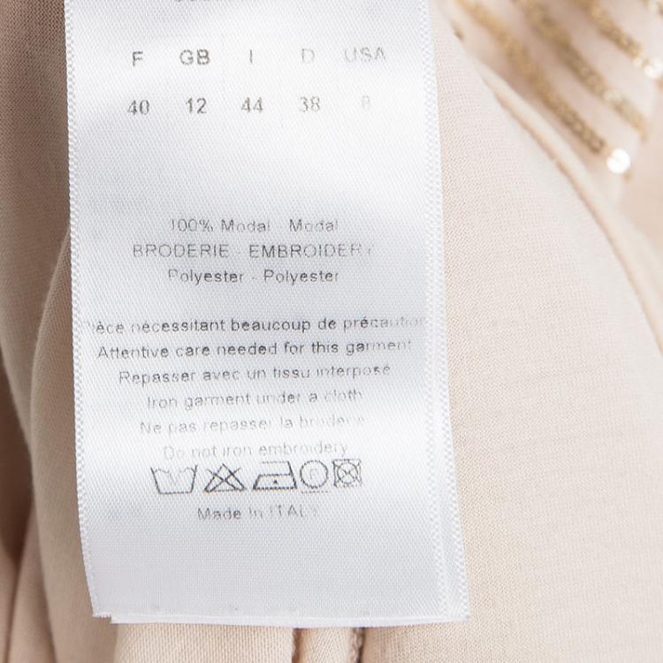 Pre Owned Dior Peach Sequin Embellished T-Shirt M
