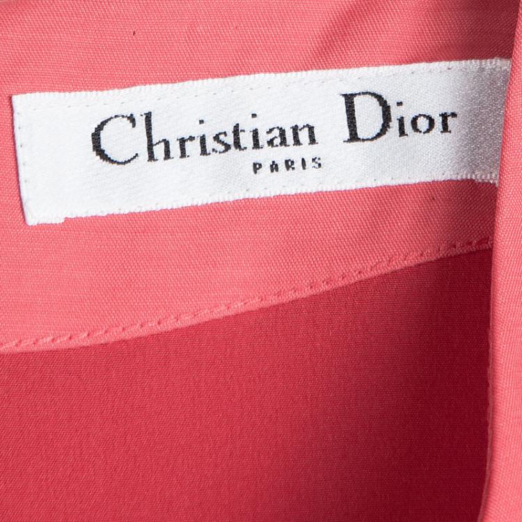 Pre Owned Dior Pink Panel Detail Belted Cap Sleeve Dress M