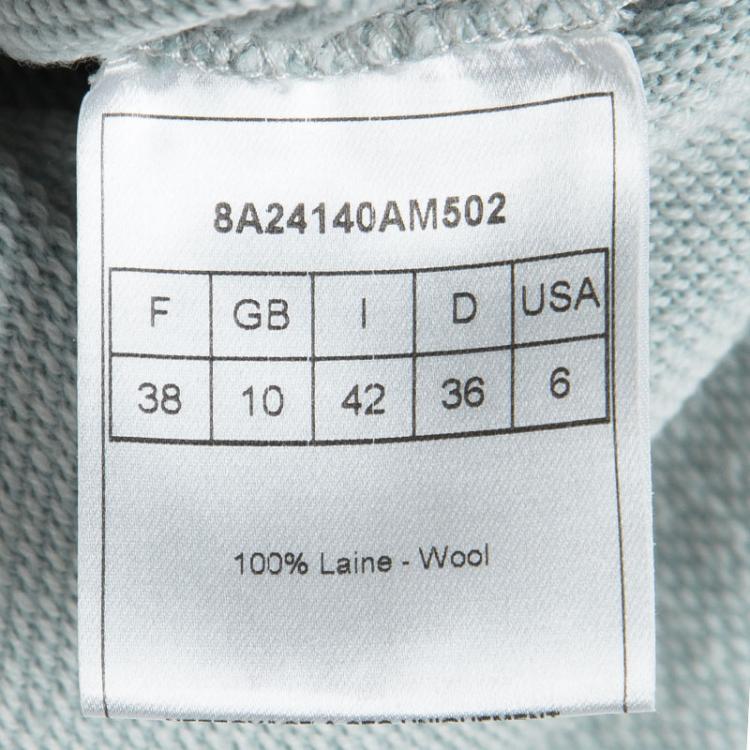 Pre Owned Dior Powder Blue Wool Pleated Front Sleeveless Sweater M