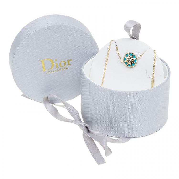 Pre Owned Dior Rose Des Vents Diamond Turquoise Yellow Gold Bracelet