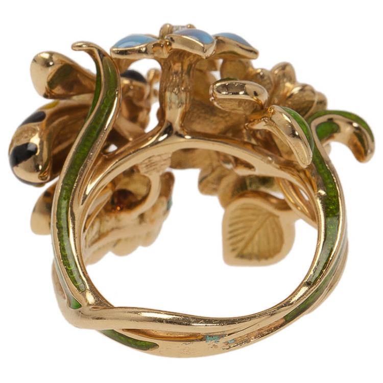 Pre Owned Dior Milly La Foret Diorette Yellow Gold Small Ring Size 49