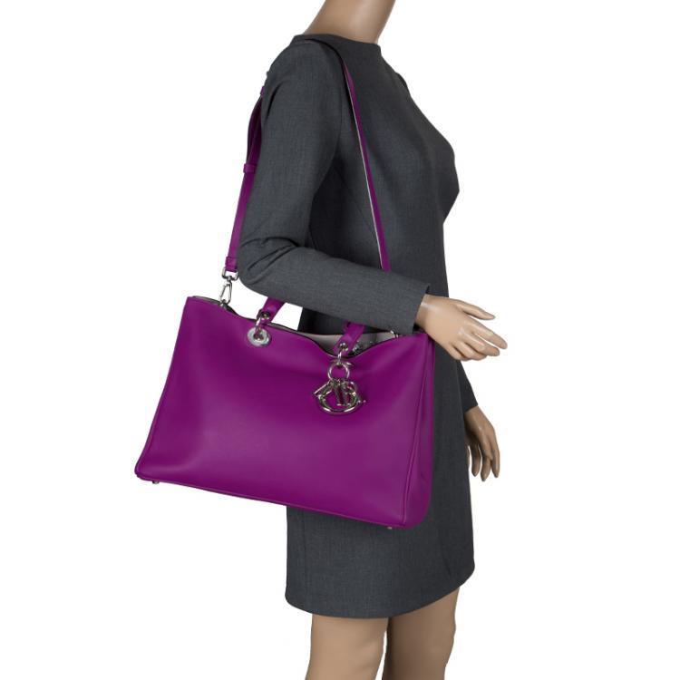 Pre Owned Dior Magenta Leather Large Diorissimo Shopper Tote
