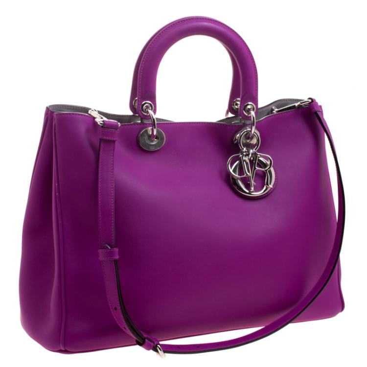 Pre Owned Dior Magenta Leather Large Diorissimo Shopper Tote
