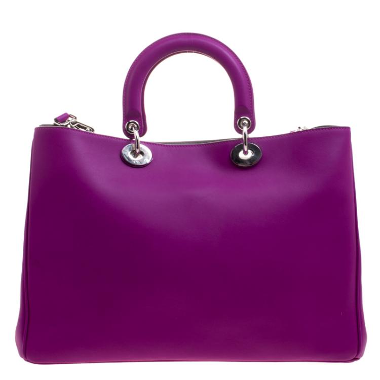 Pre Owned Dior Magenta Leather Large Diorissimo Shopper Tote
