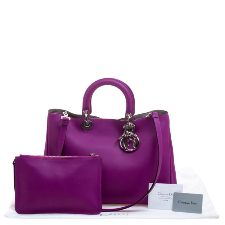 Pre Owned Dior Magenta Leather Large Diorissimo Shopper Tote
