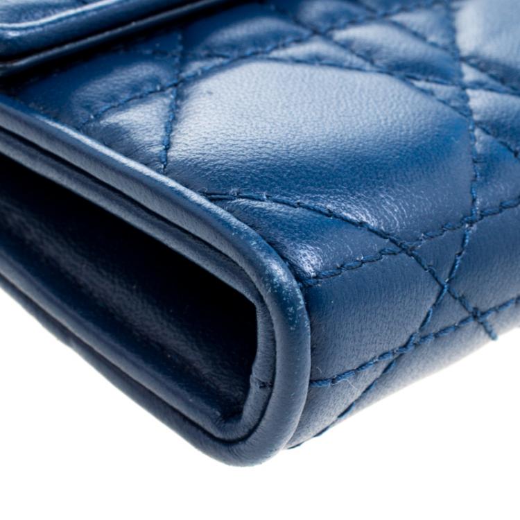 Pre Owned Dior Blue Cannage Leather Wallet on Chain